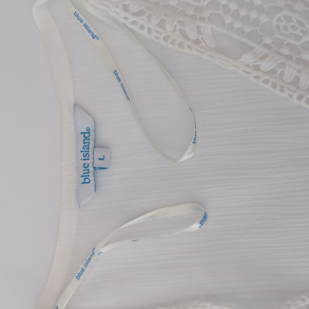 Blue Island Cotton Gauze Beach Cover Up White size Large - Picture 4 of 8